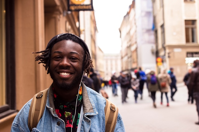 young man Young black man on a walk in a city